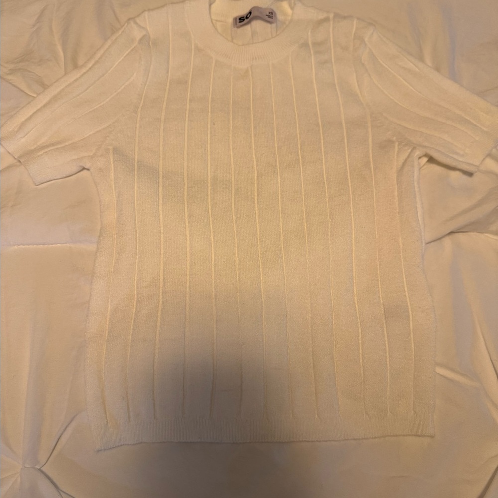 2/4$ So Goods for Life Out of Office T Shirt Sweater Coconut White Size XS NWT